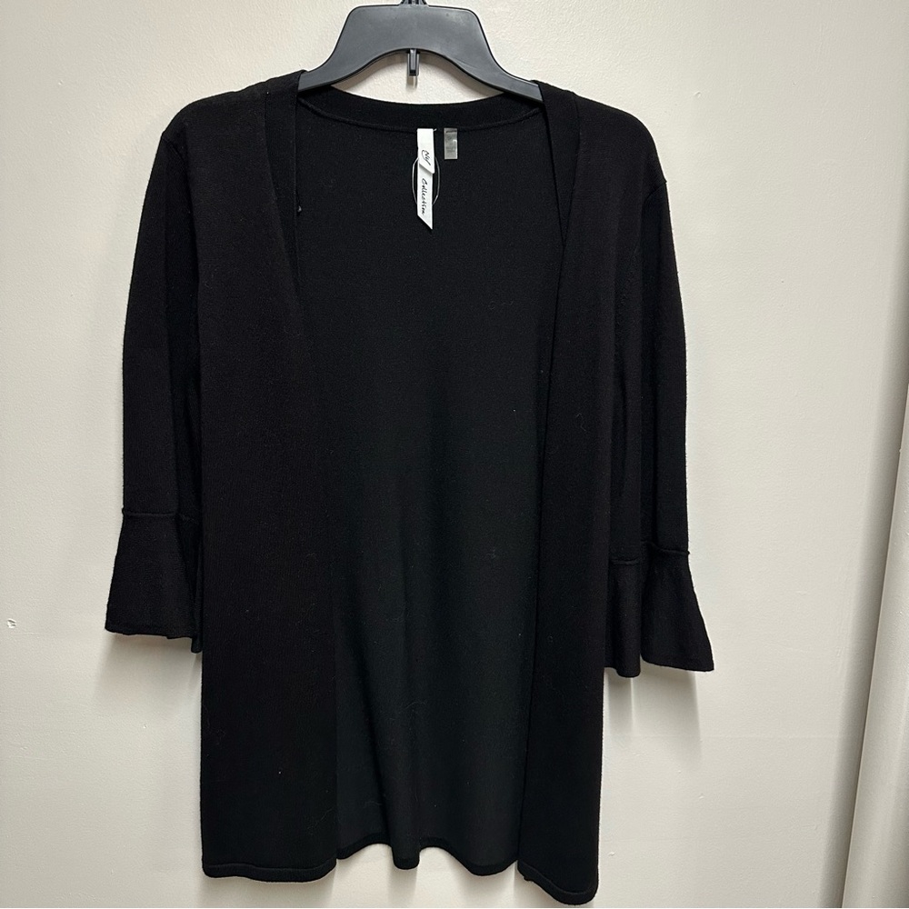 Women's NY Collection Black Sweater Size M with 3/4 bell sleeve.